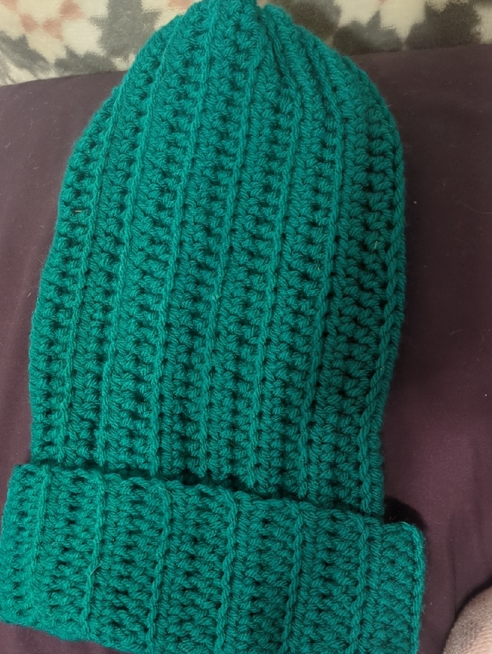 Handmade Chunky Knit Beanie - Teal Green